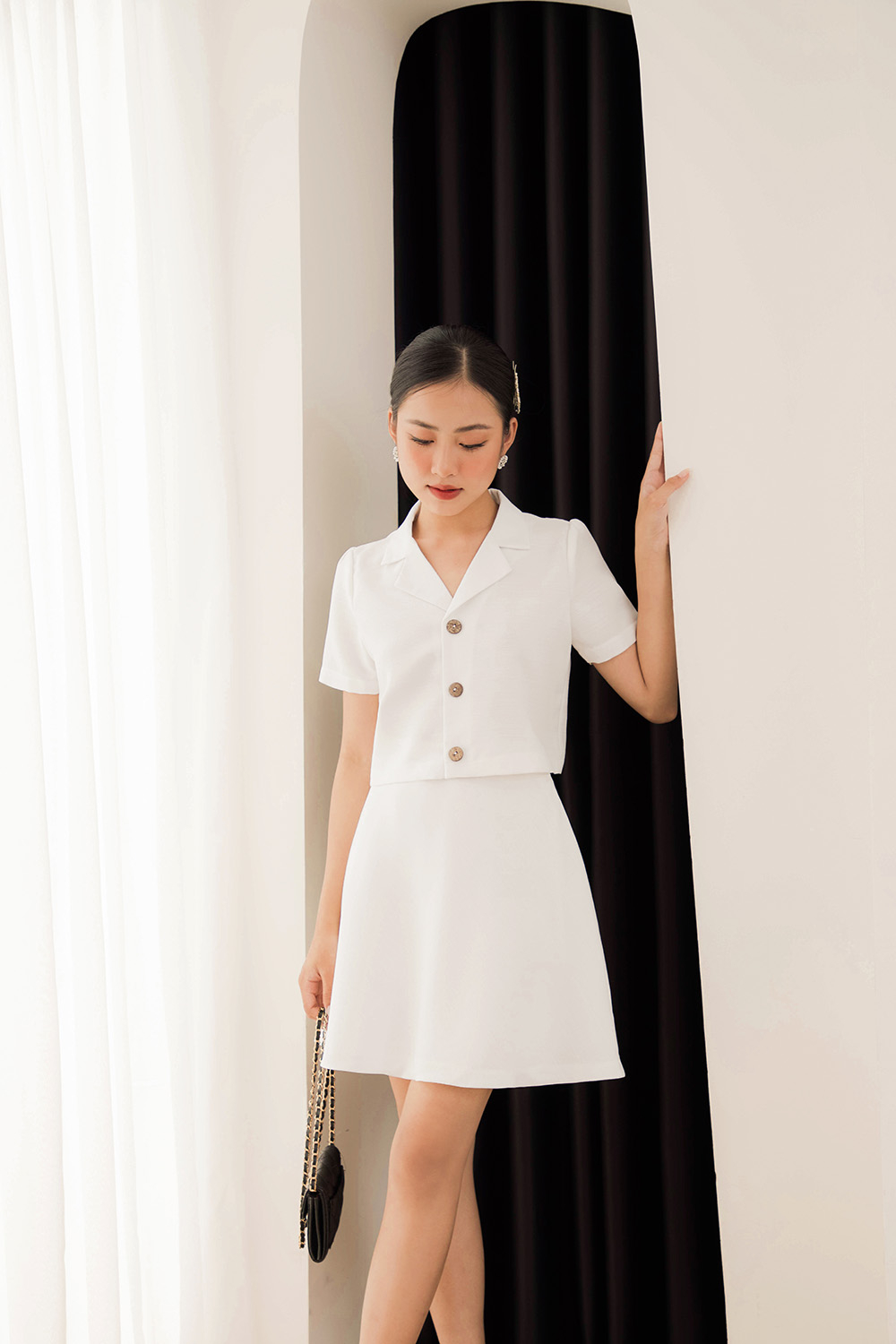 Chân váy trắng dáng xòe CV03-19 | Thời trang công sở K&K Fashion 2019
