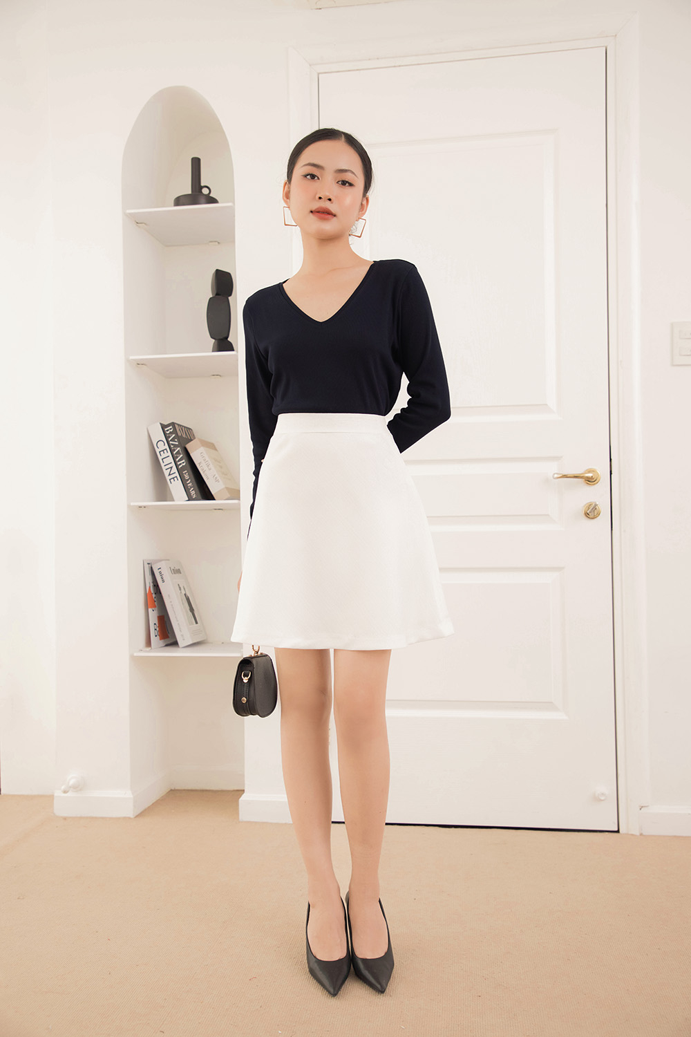 Áo thun ôm tay dài xanh đen 