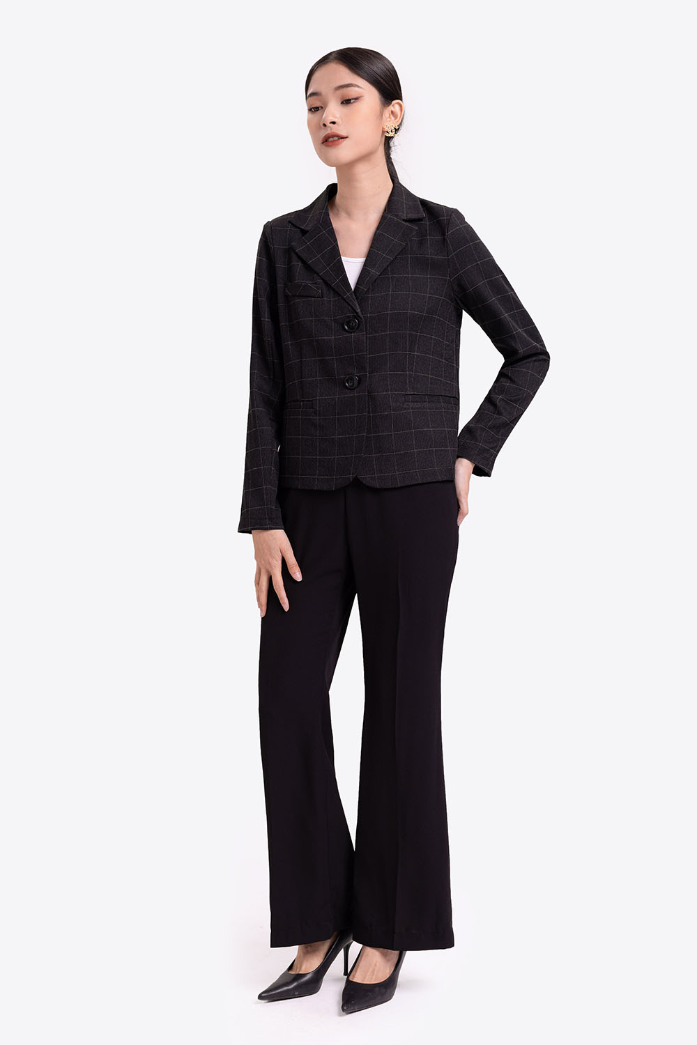 Áo khoác caro lửng tay dài 