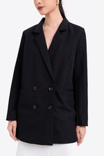 Áo khoác blazer đen 2 lớp túi ngang 