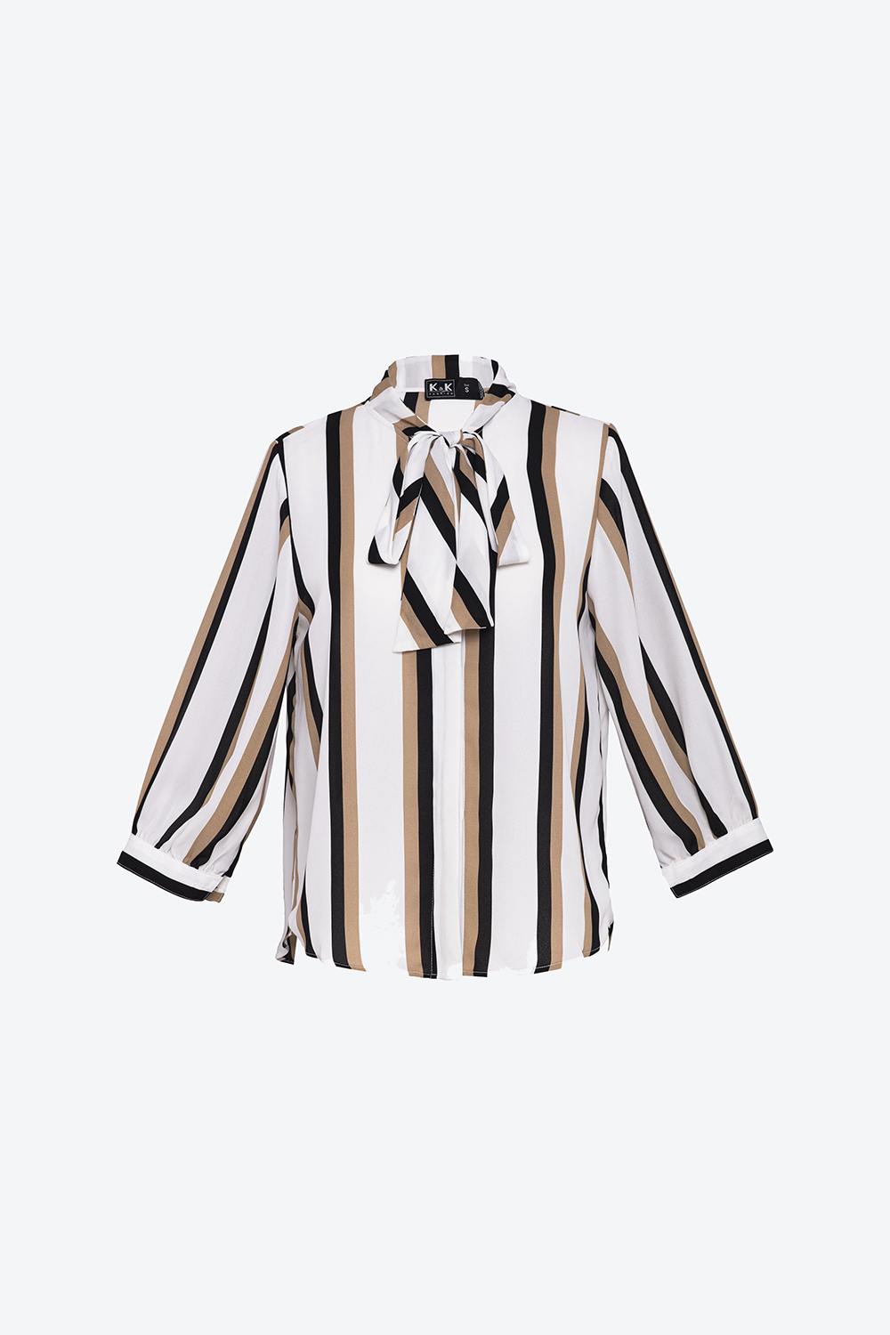 Áo sơ mi kẻ sọc cổ phối nơ 