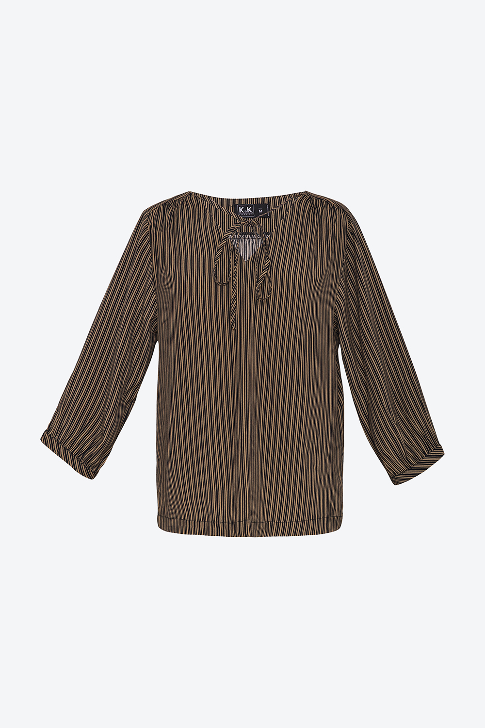 Áo kiểu kẻ sọc cổ V phối nơ 