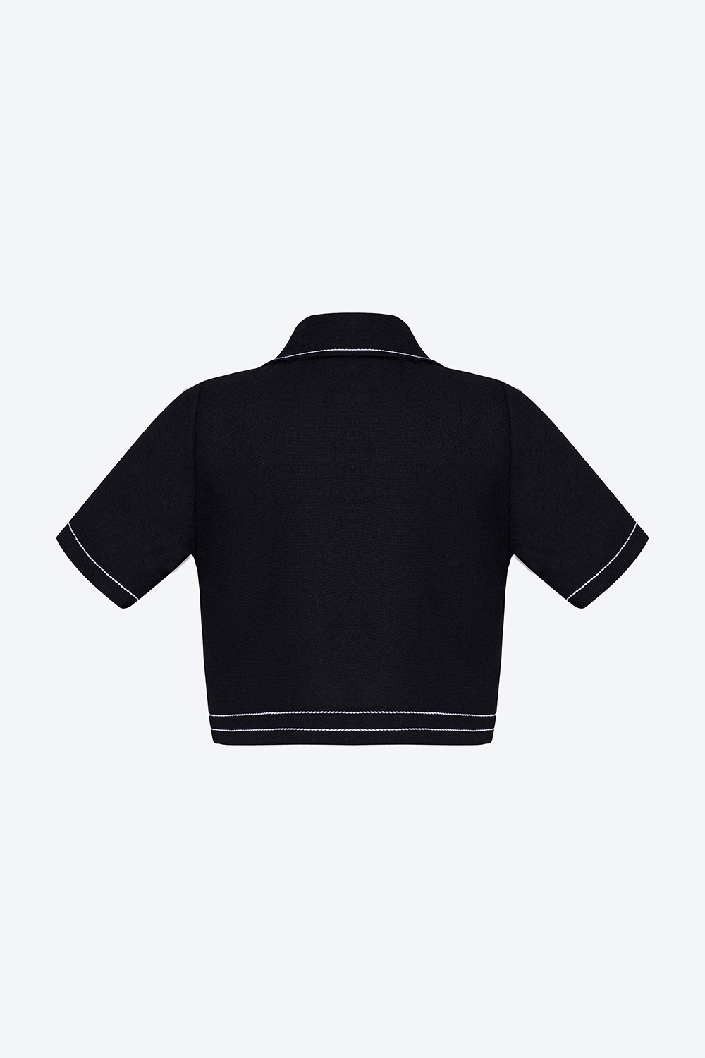 Áo sơ mi croptop đen viền trắng 