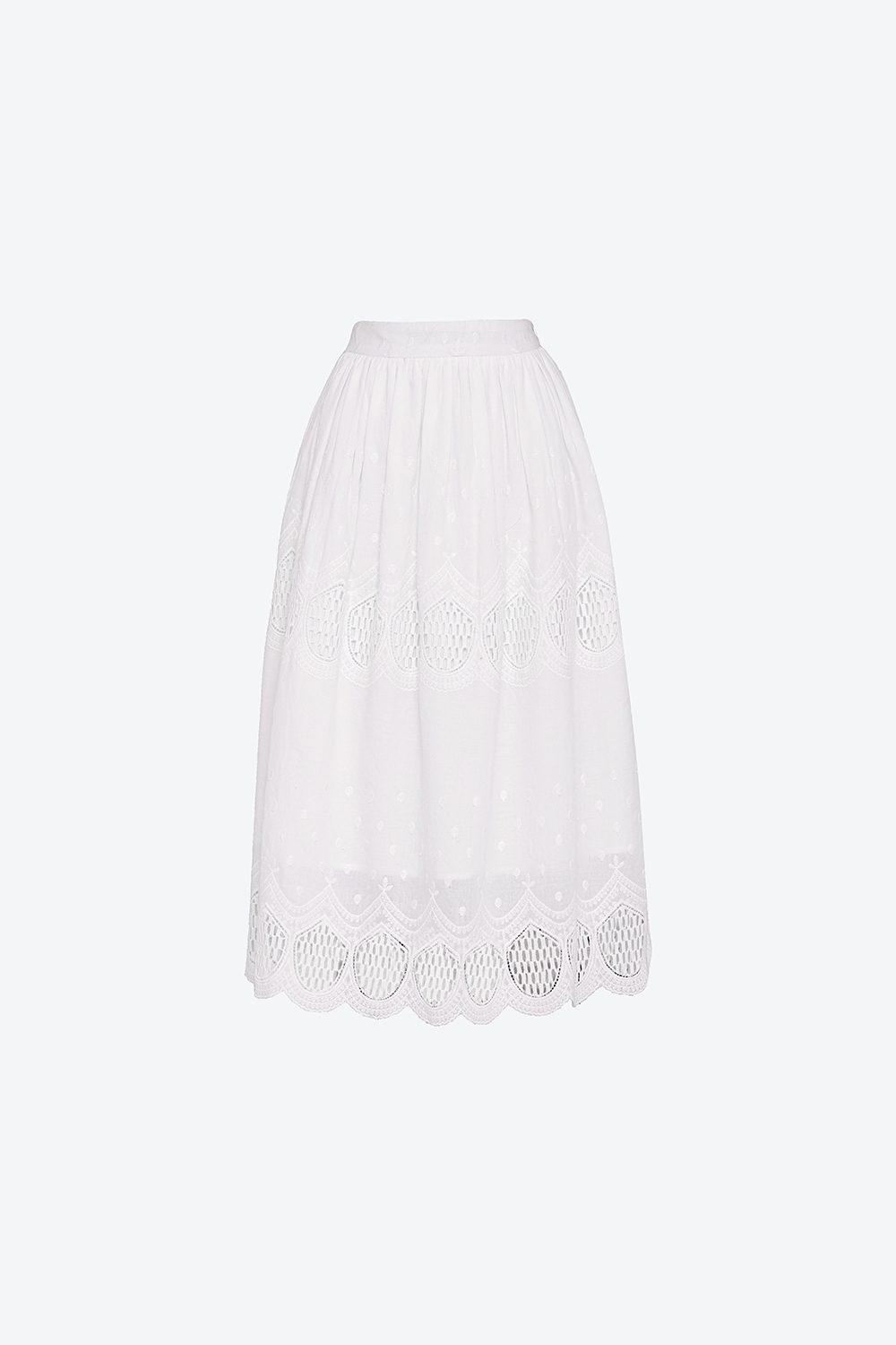 Chân váy xòe trắng phối ren 