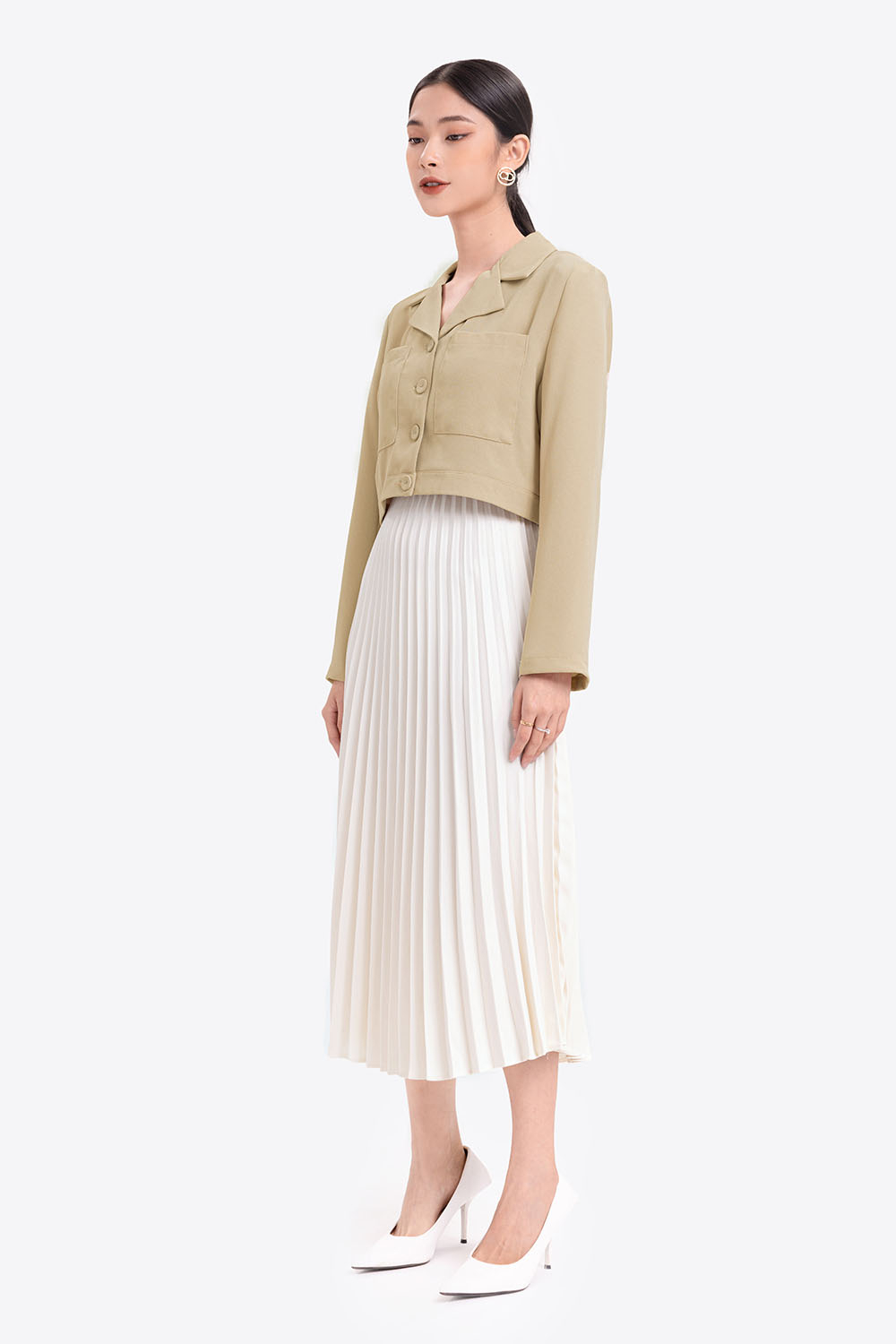 Chân váy xếp ly màu xanh midi Zara mẫu 2019(Pleated Skirt) - Chân váy |  ThờiTrangNữ.vn