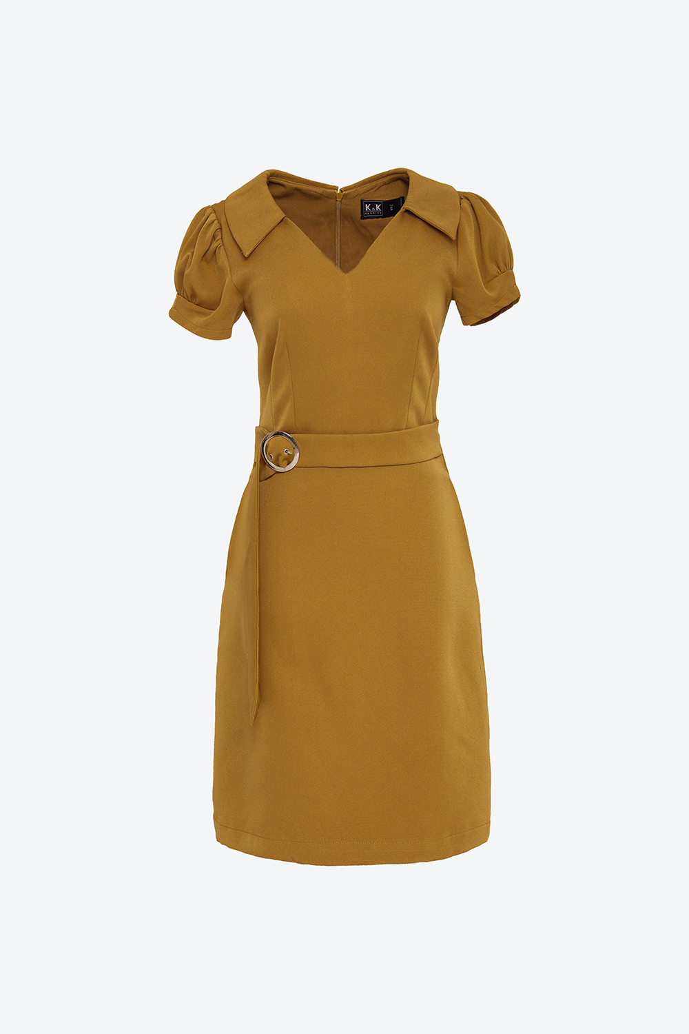 Đầm chữ A cổ sen eo phối belt