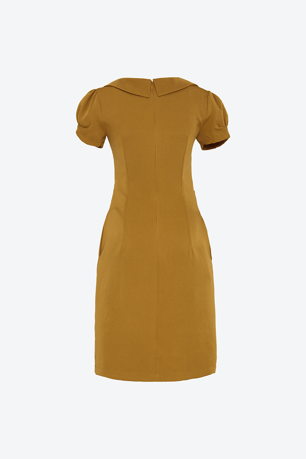 Đầm chữ A cổ sen eo phối belt