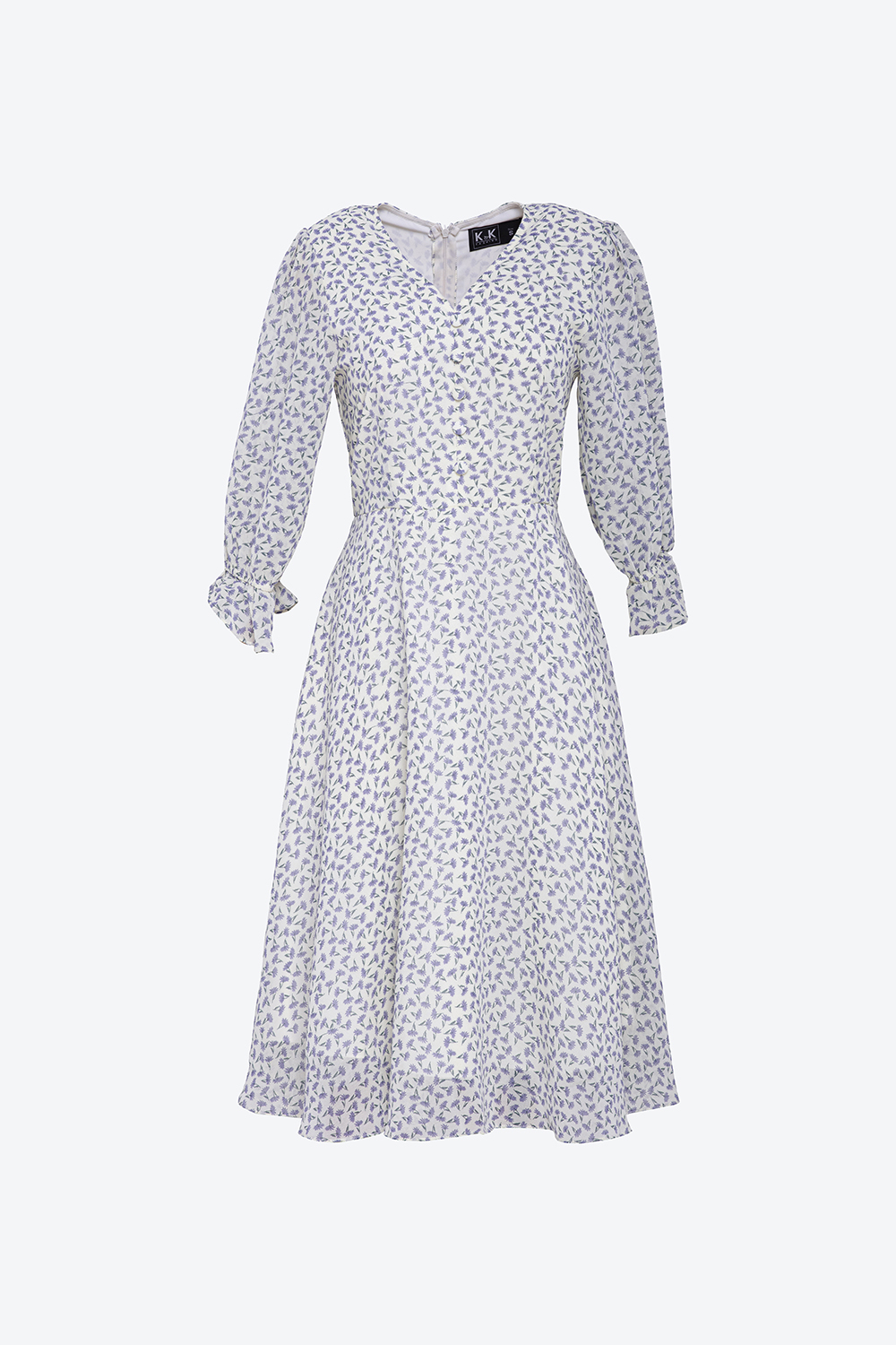 Đầm xòe hoa nhí tay lỡ 