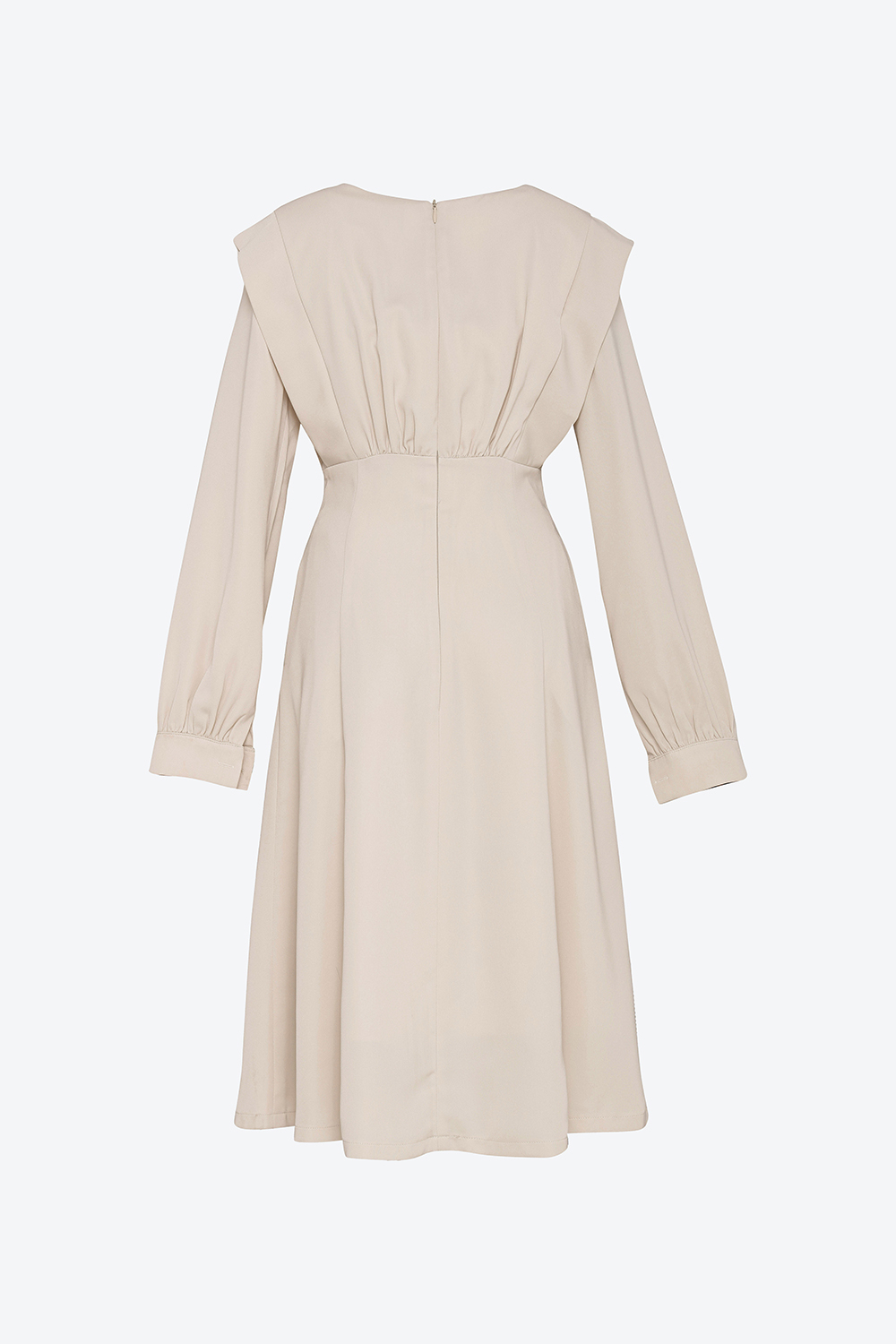 Đầm xòe tay dài phối bèo 