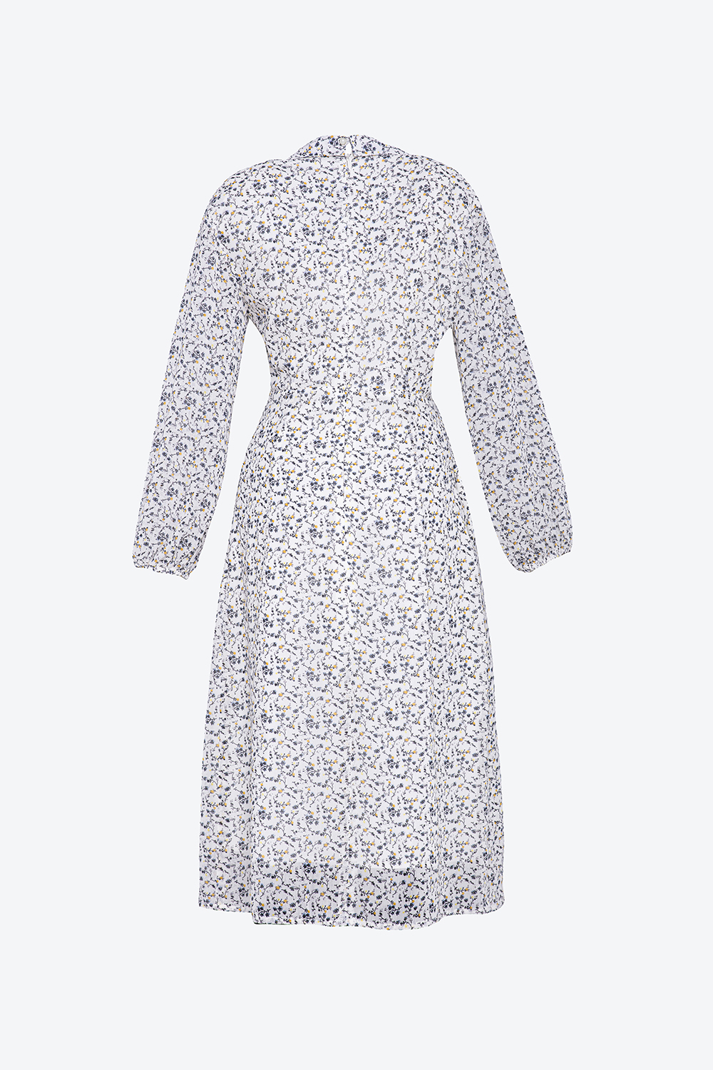 Đầm sơ mi họa tiết tay dài 