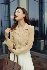 Áo khoác lửng phối 2 túi tay dài