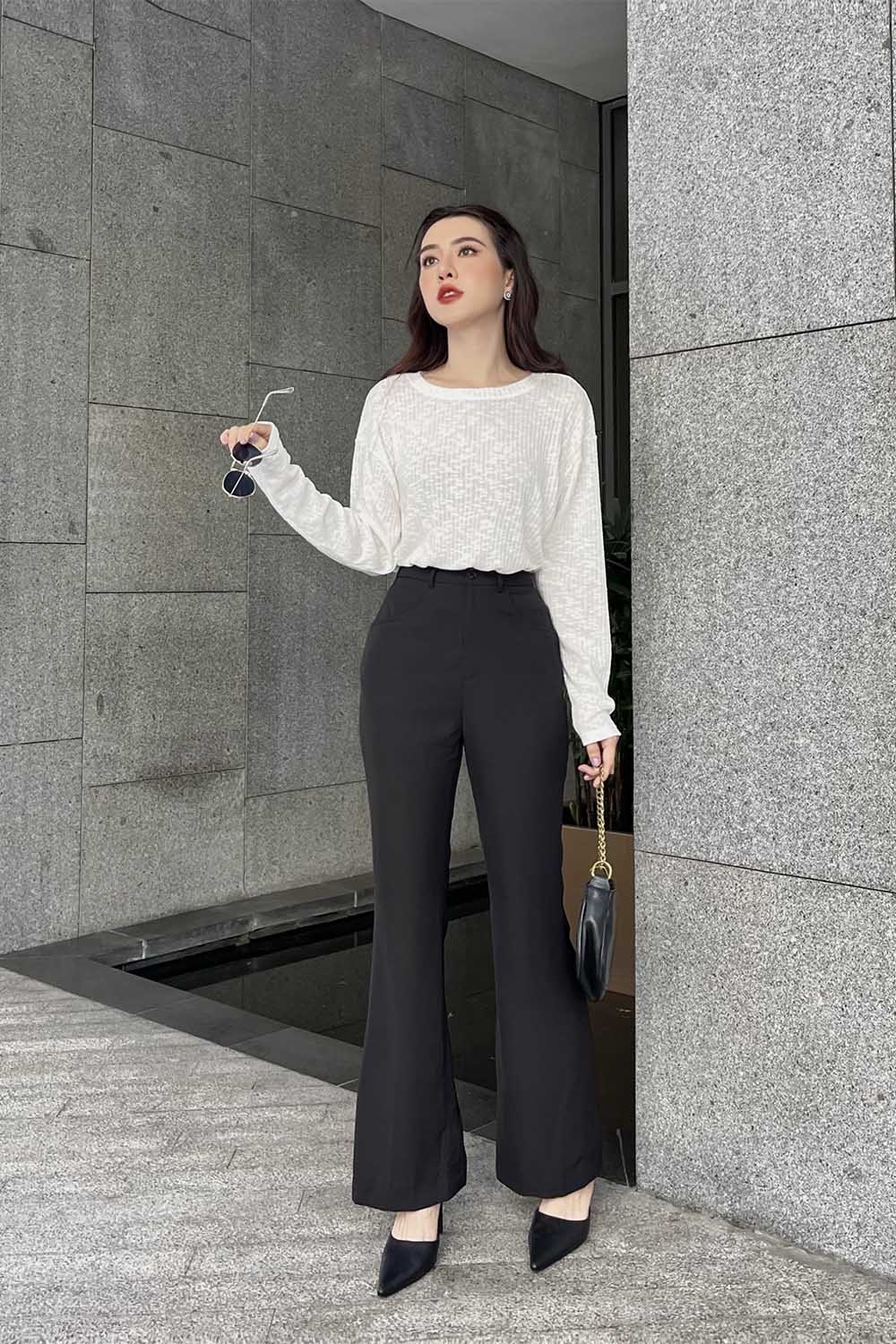 Quần đen công sở ống loe