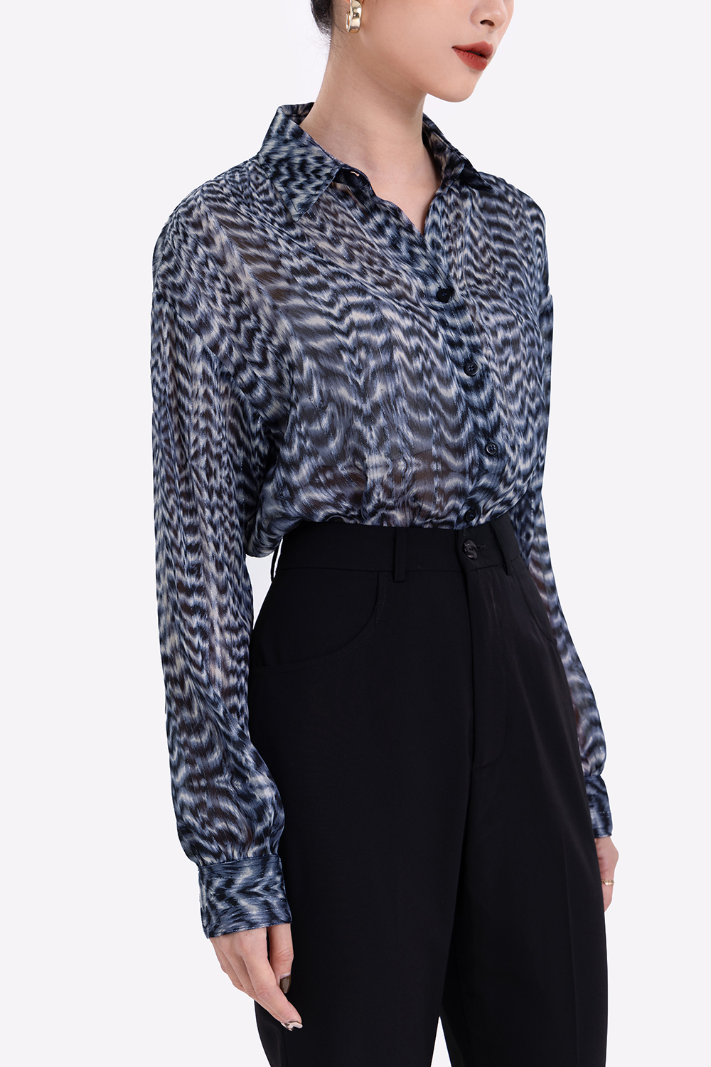 Áo sơ mi voan công sở tay dài 