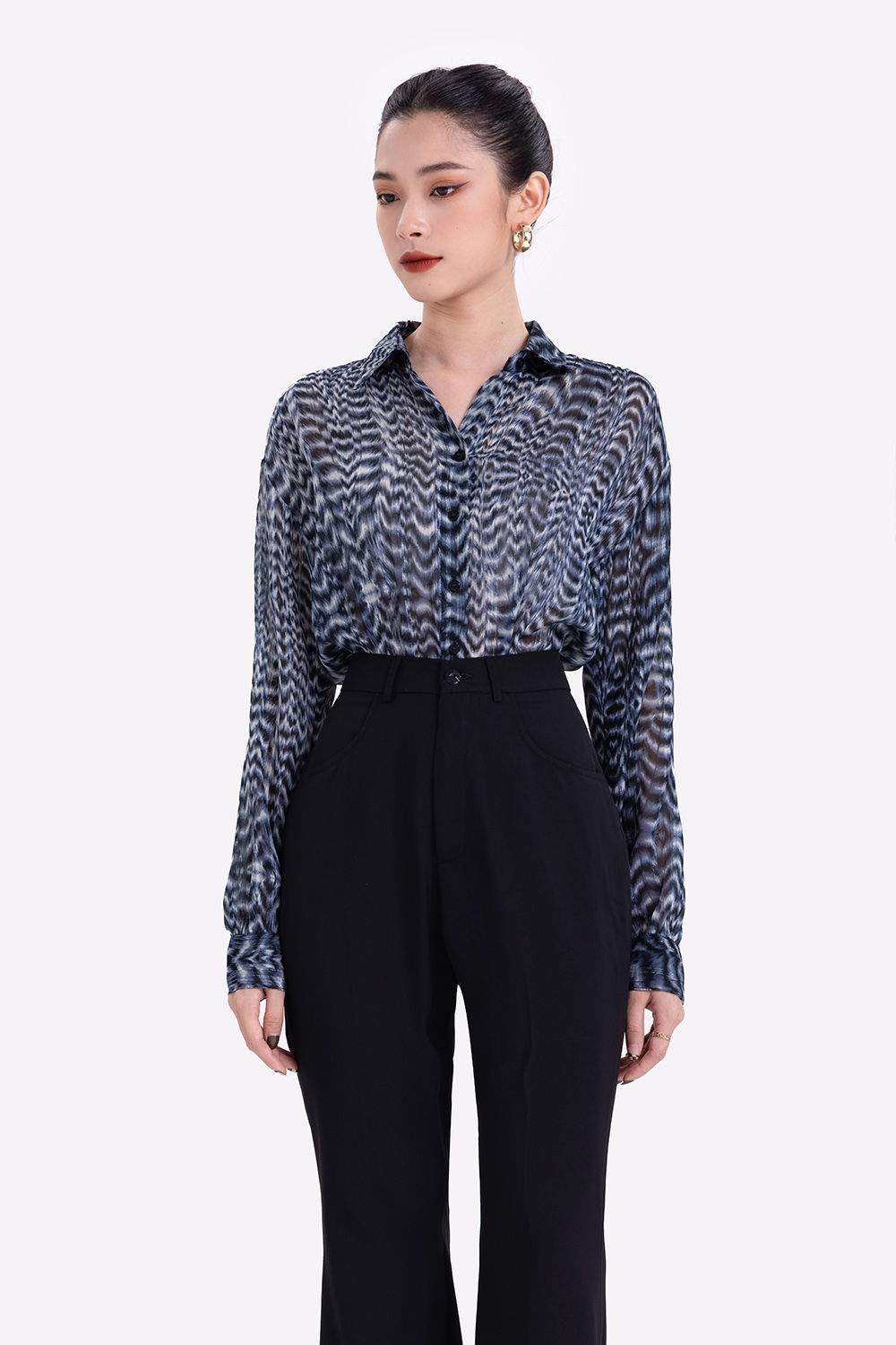 Áo sơ mi voan công sở tay dài 