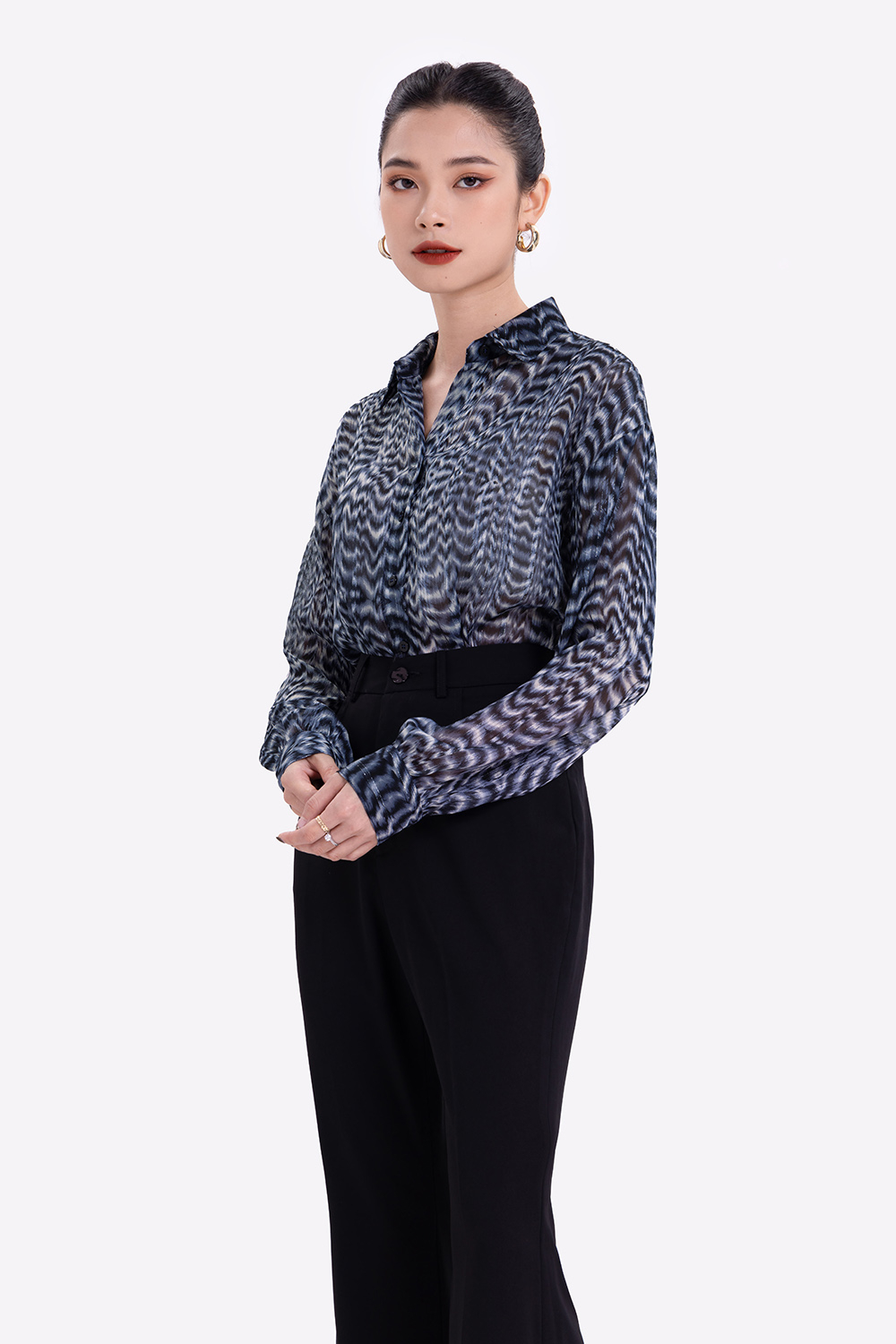 Áo sơ mi voan công sở tay dài 