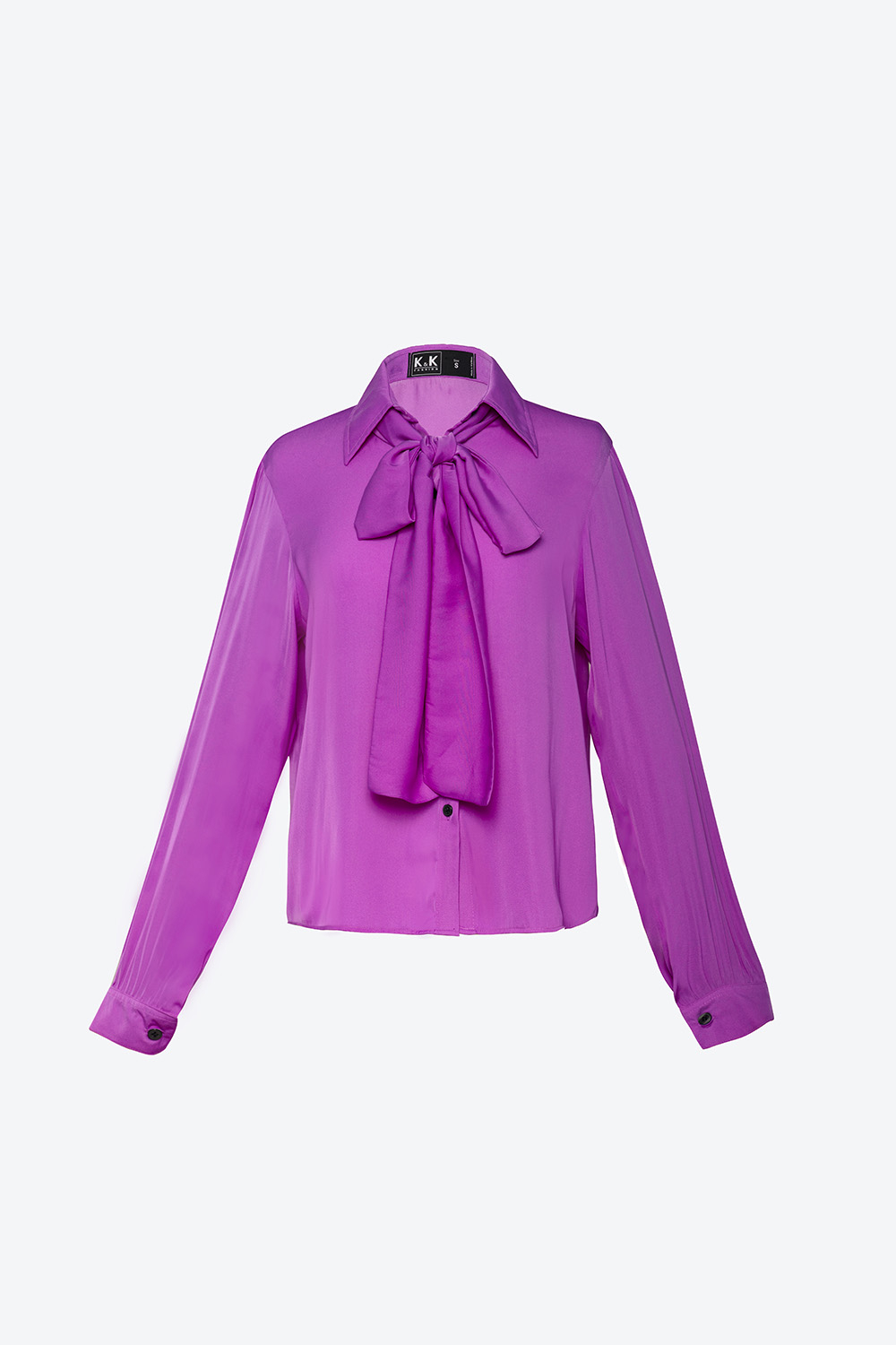 Áo sơ mi dài tay cổ phối nơ 