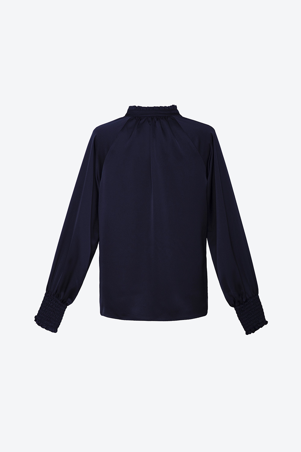 Áo sơ mi lụa cổ cách điệu tay dài 