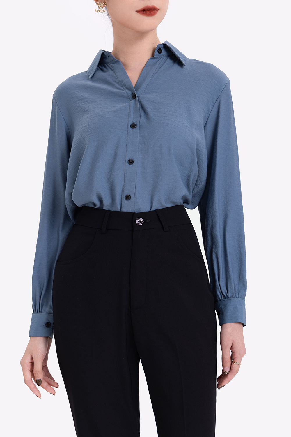 Áo sơ mi xanh dài tay 