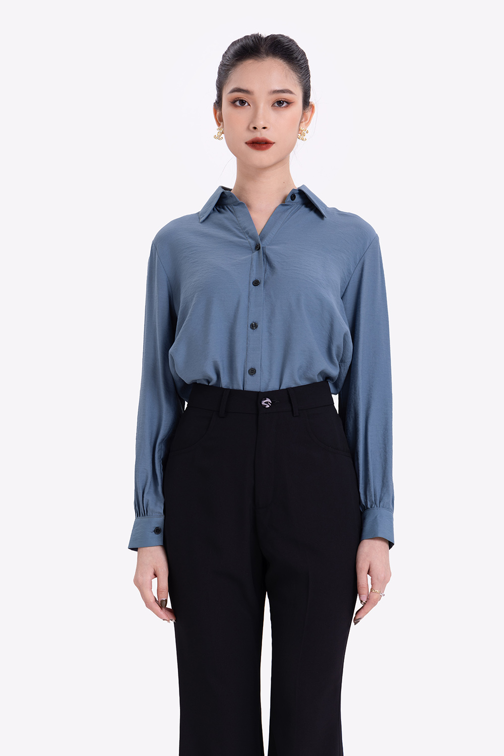 Áo sơ mi xanh dài tay 