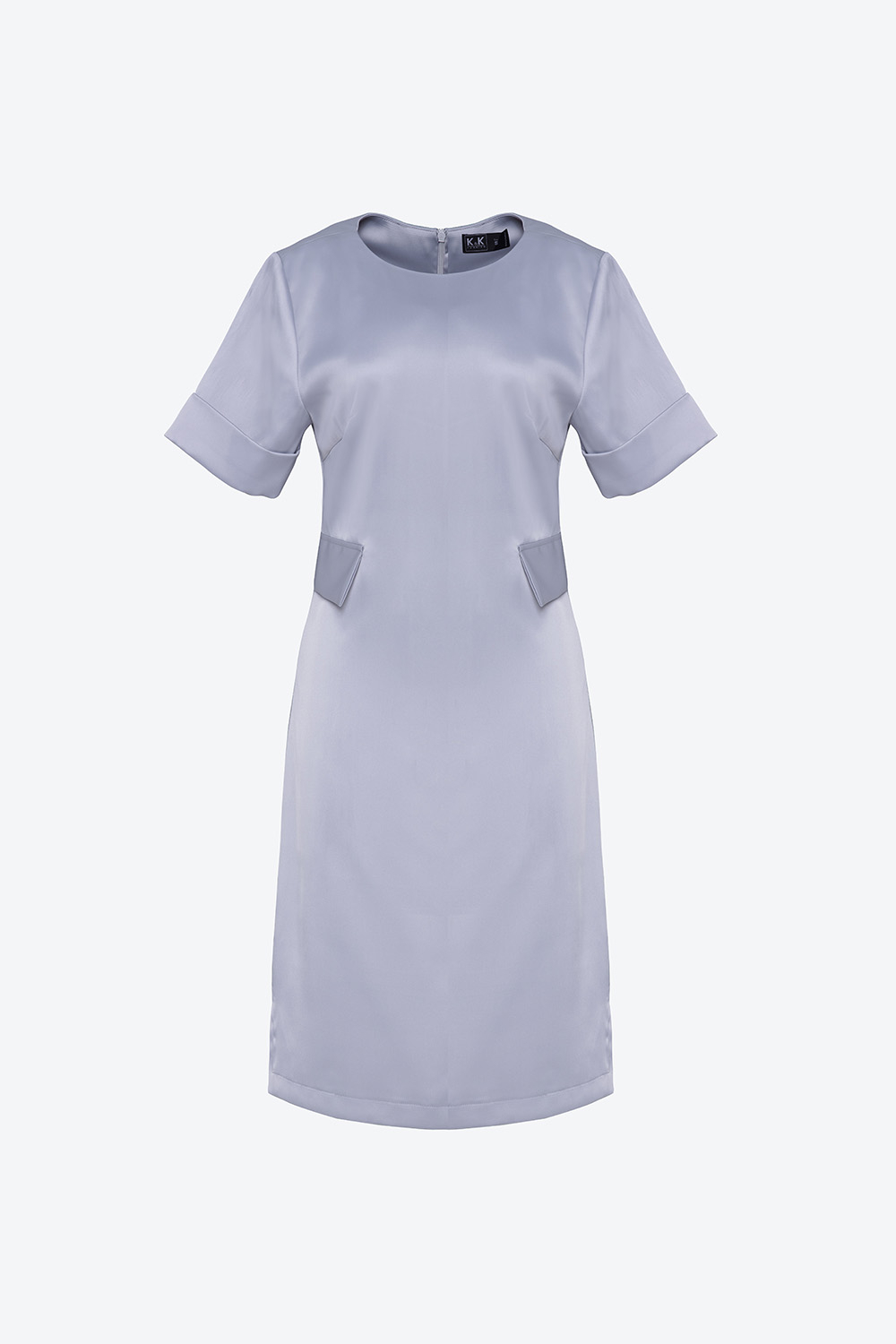 Đầm suông cổ tròn phối 2 túi giả 