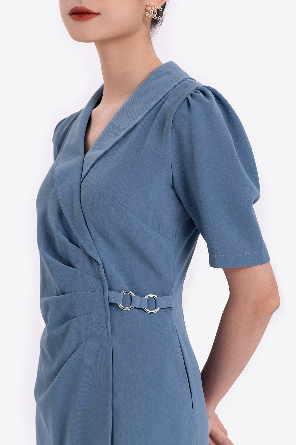 Đầm chữ A cổ đan tông tùng đắp chéo 