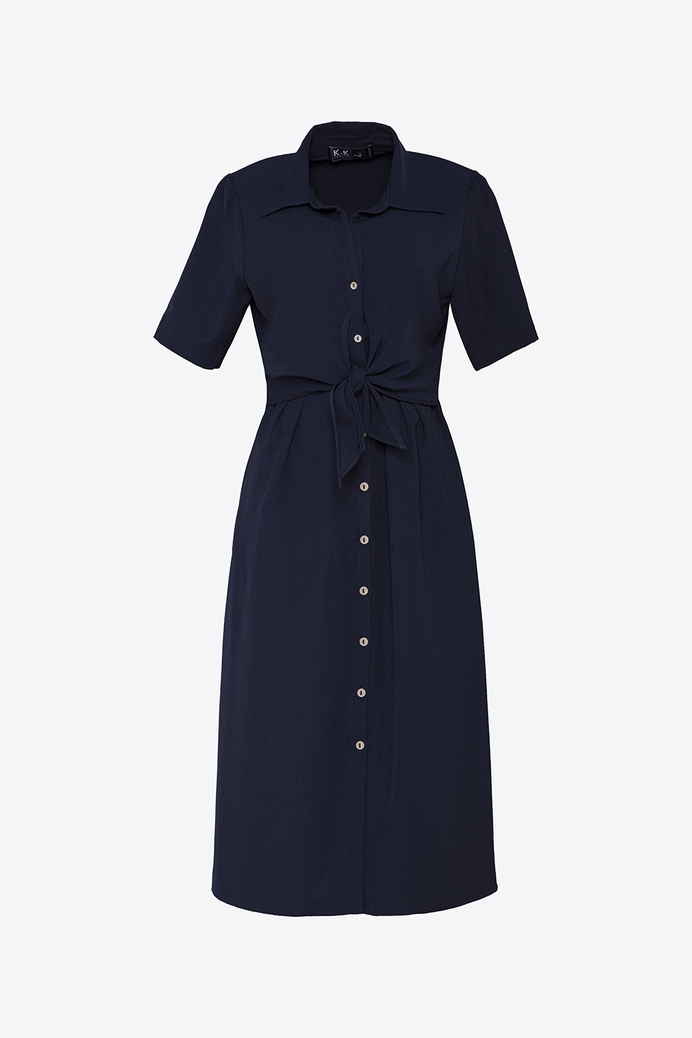 Đầm sơ mi ngực phối nơ cách điệu 