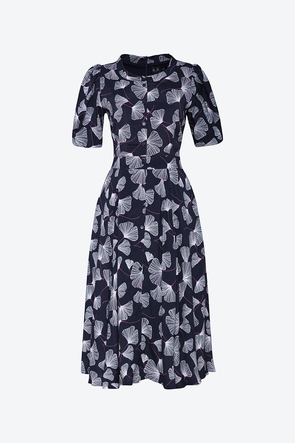 Đầm xòe họa tiết tay phồng 