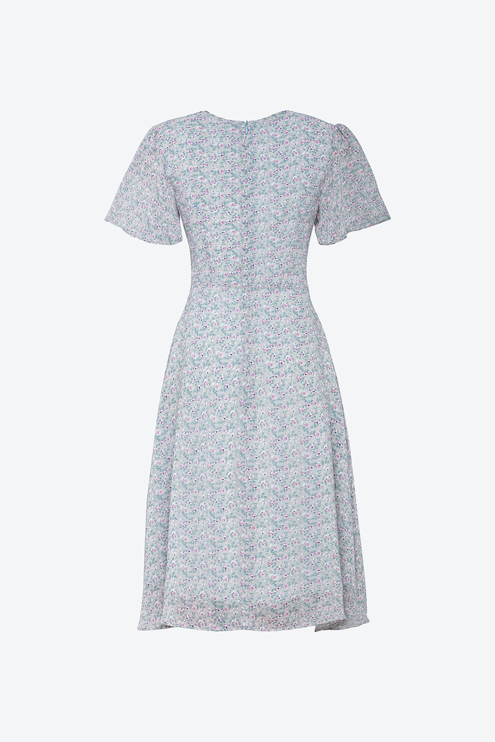 Đầm hoa nhí dáng xòe eo phối nơ 