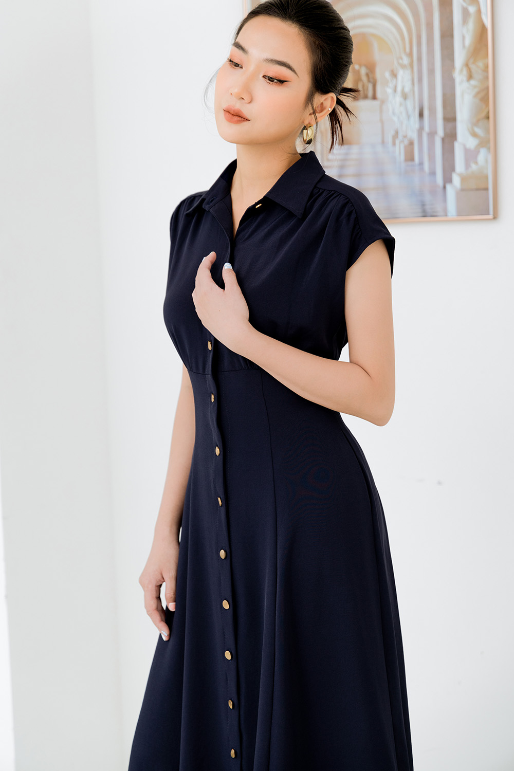 Đầm sơ mi dáng xòe 