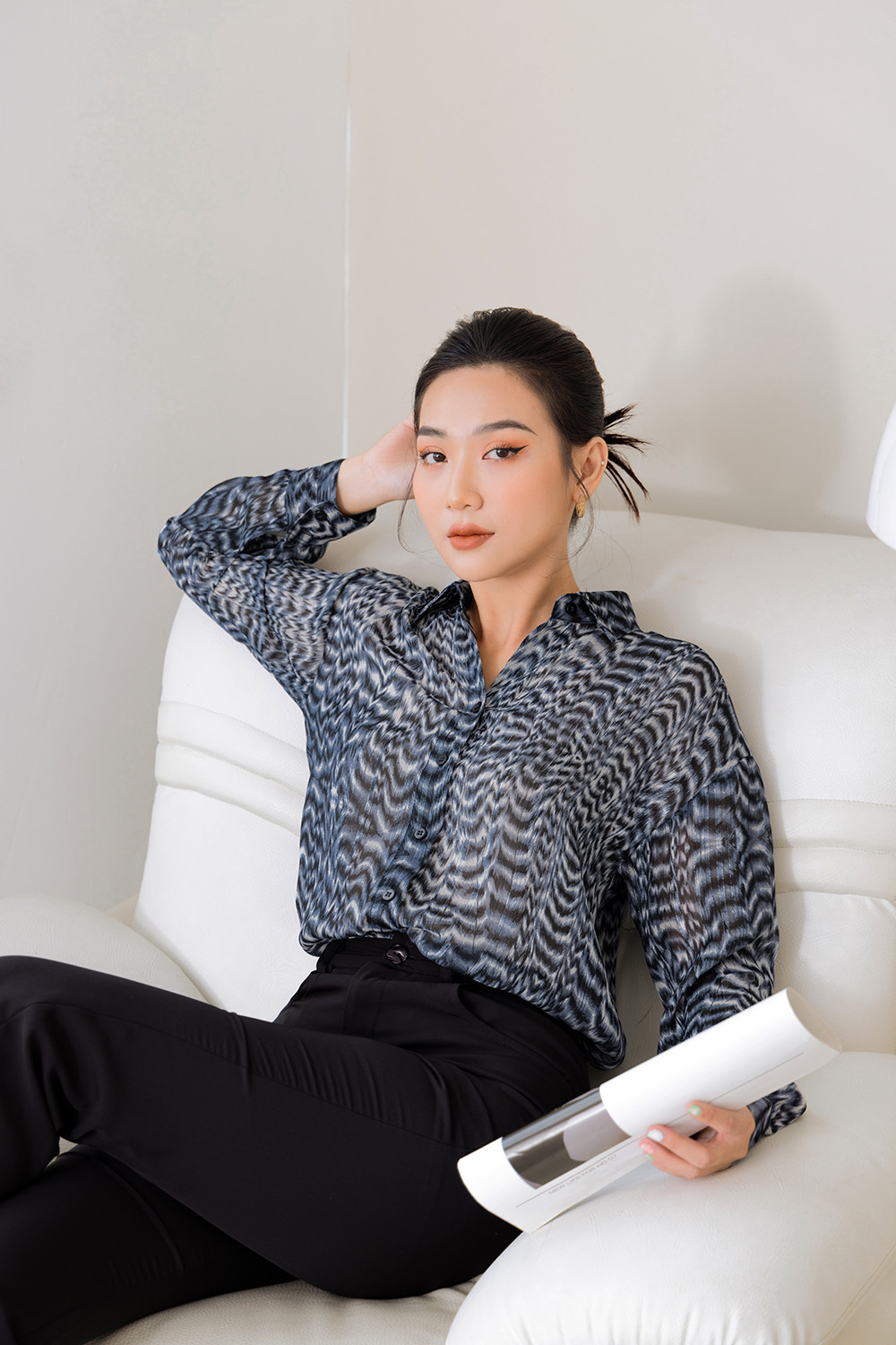 Áo sơ mi voan công sở tay dài 