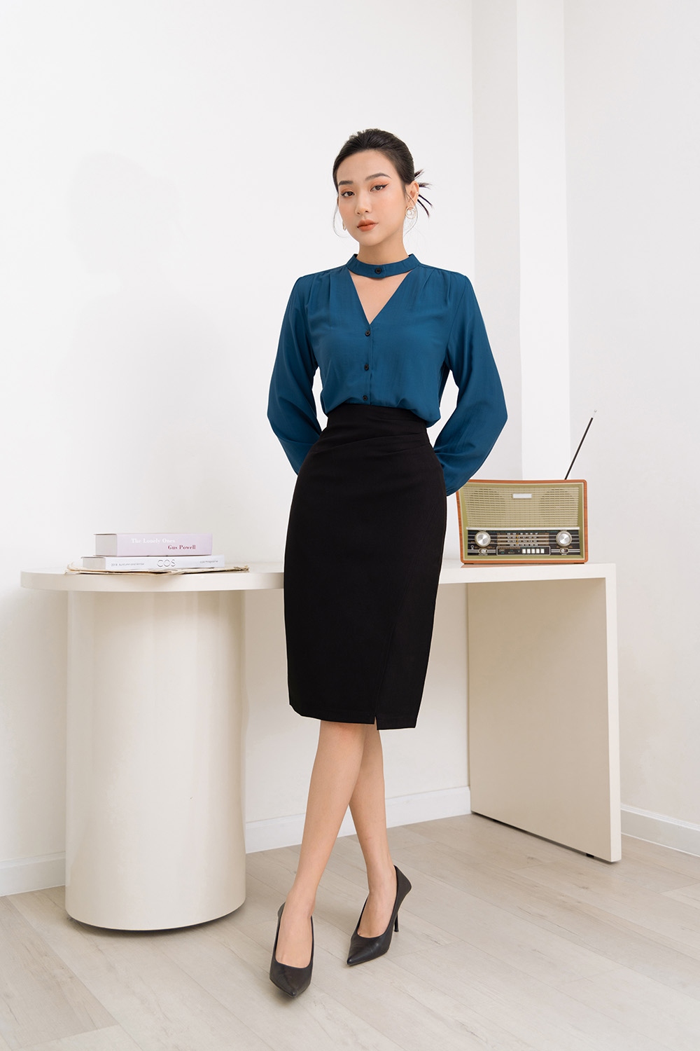 Chân Váy Bút Chì Xẻ Trước Giữa Váy Dáng Dài Có Túi Lưng Cao Cạp To Kèm Đai  | Shopee Việt Nam