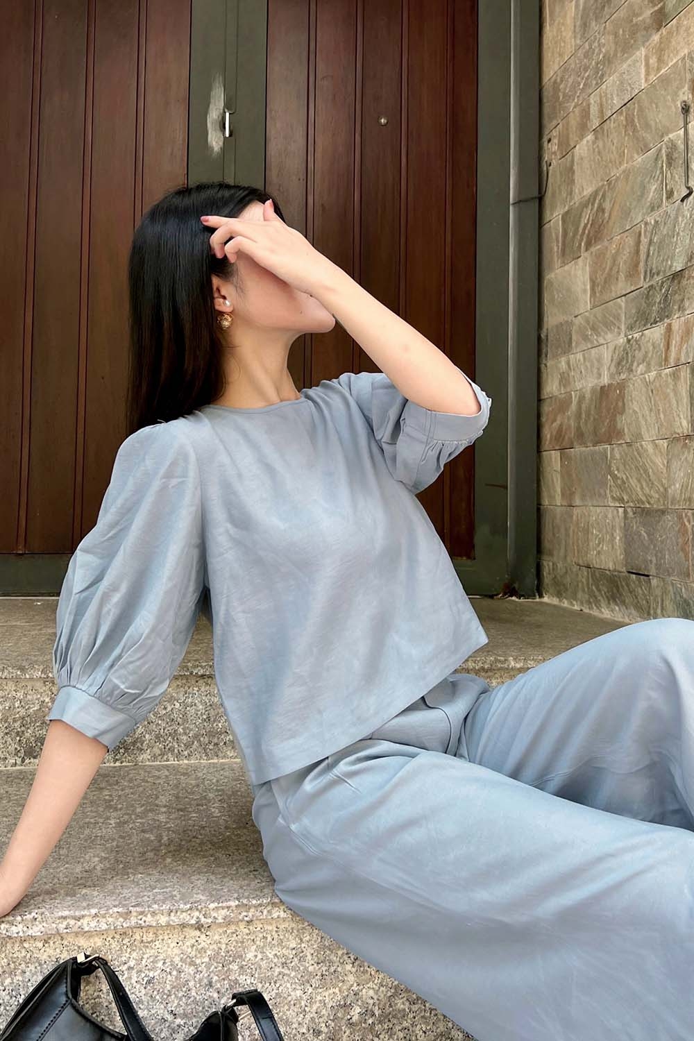 Áo kiểu tay lỡ cổ tròn 