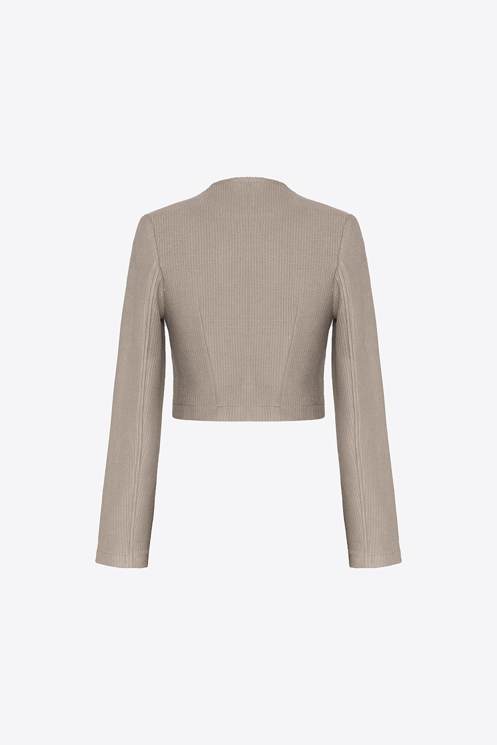 Áo khoác xám cổ tròn phối túi 