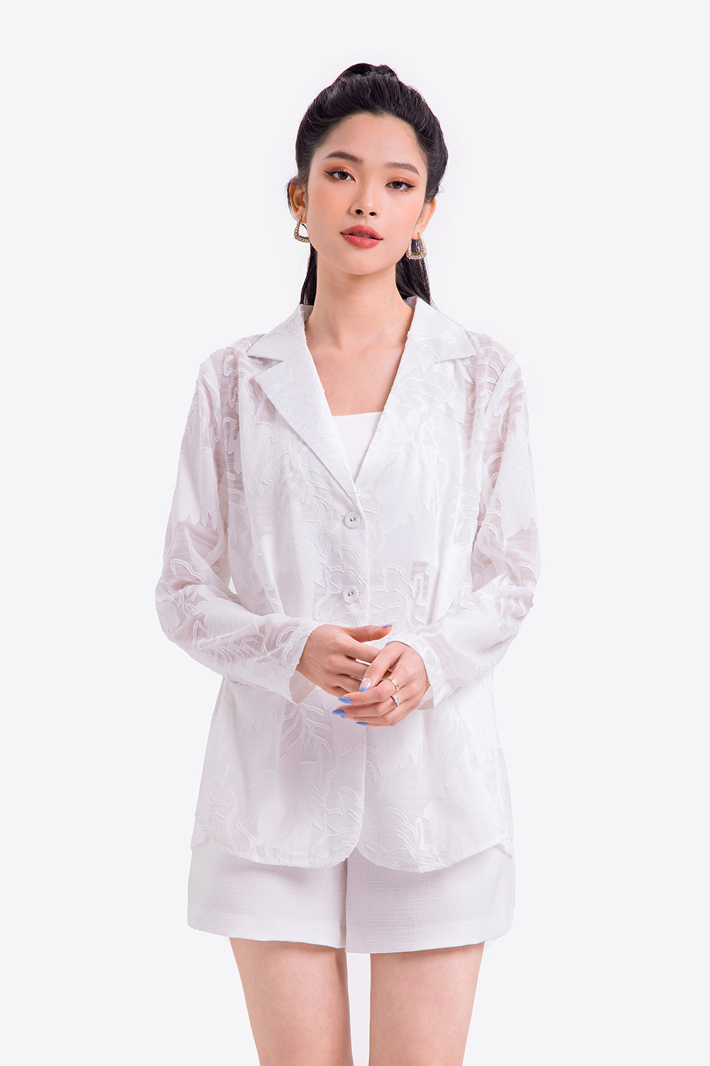 Áo sơ mi trắng công sở cổ vest