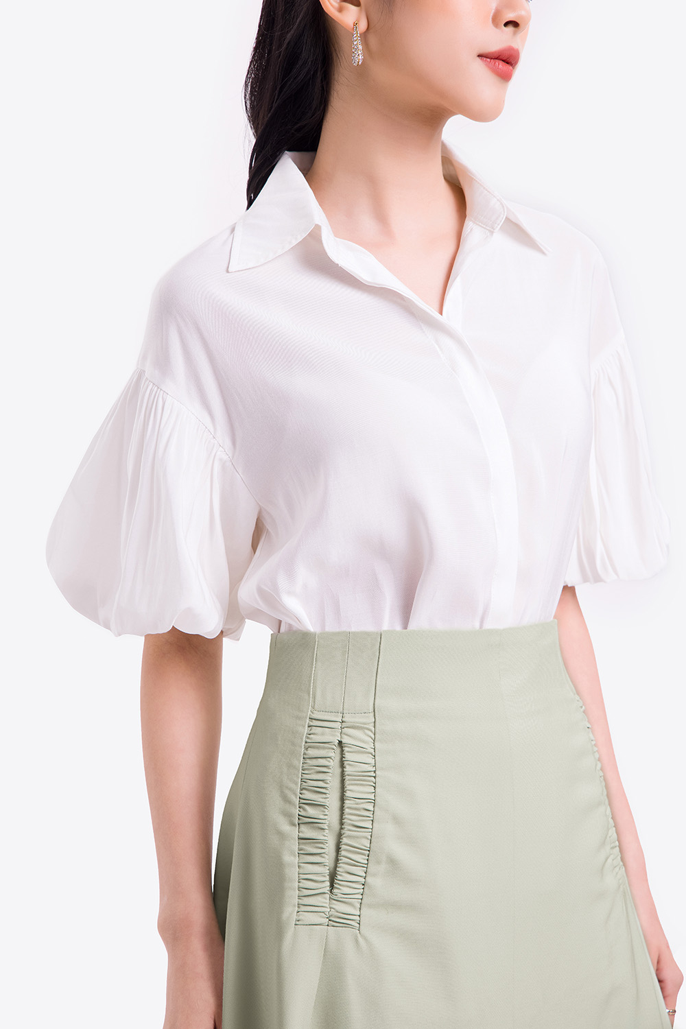 Áo sơ mi trắng công sở tay phồng 