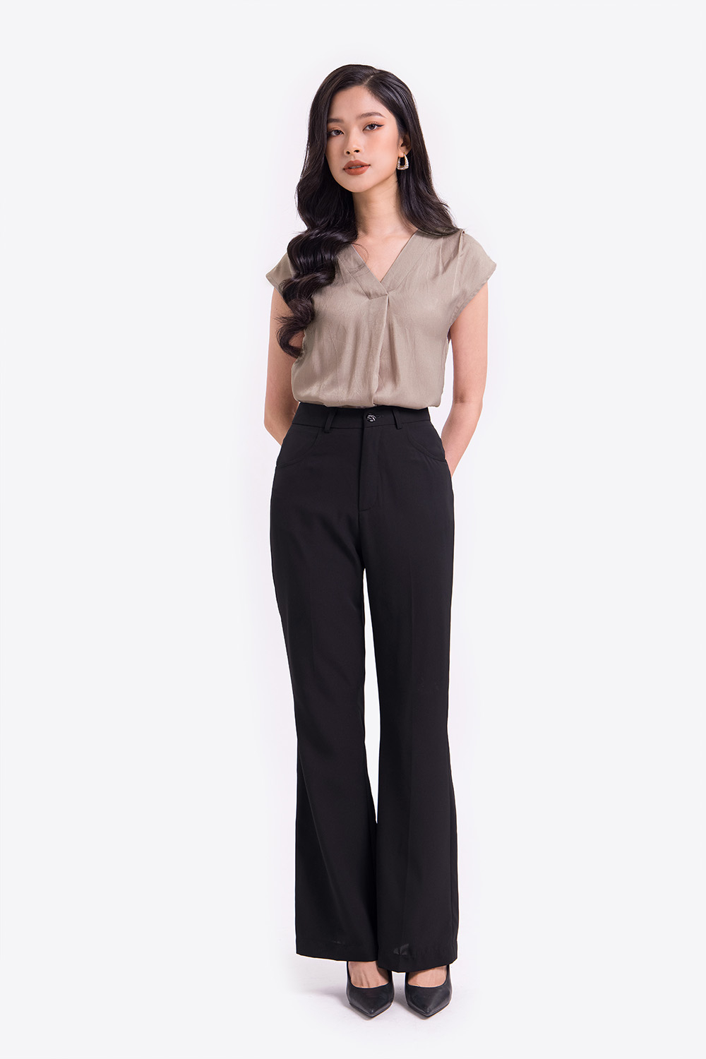 Áo nữ lụa kiểu tay hến 