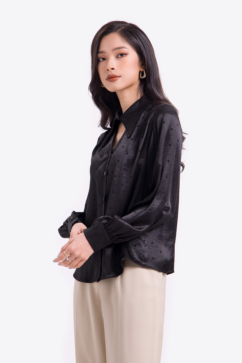 Áo sơ mi công sở lụa dài tay 