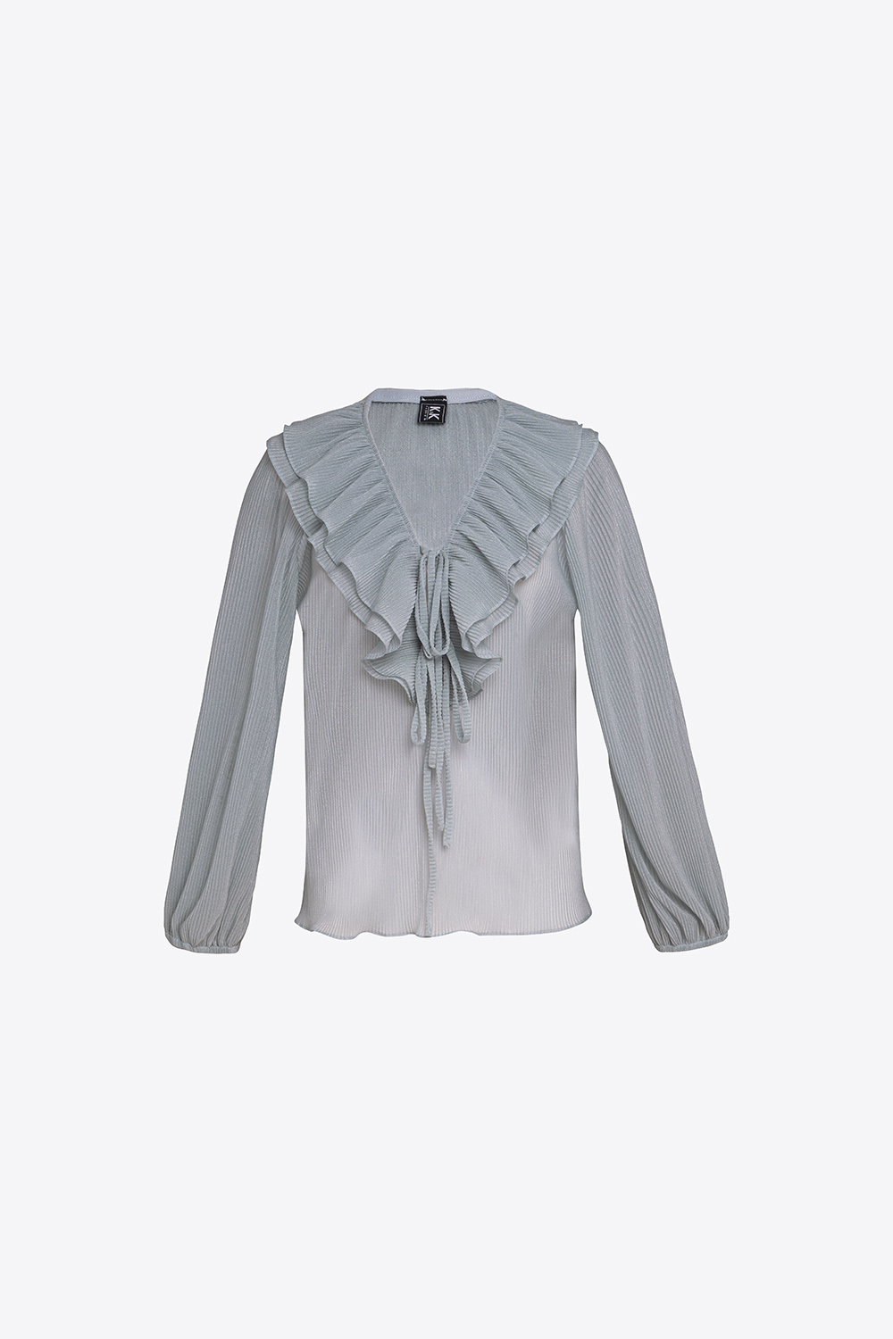 Áo kiểu voan dập ly cổ nhún bèo 