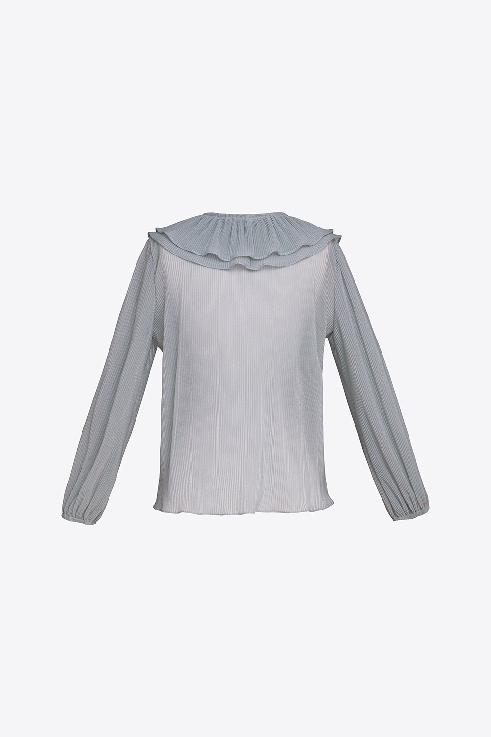 Áo kiểu voan dập ly cổ nhún bèo 