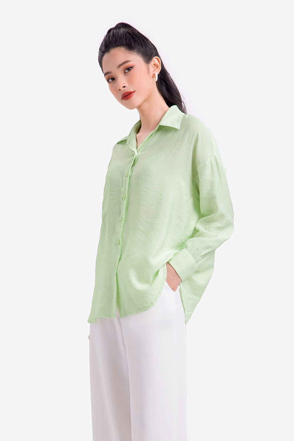 Áo sơ mi công sở xanh pastel 