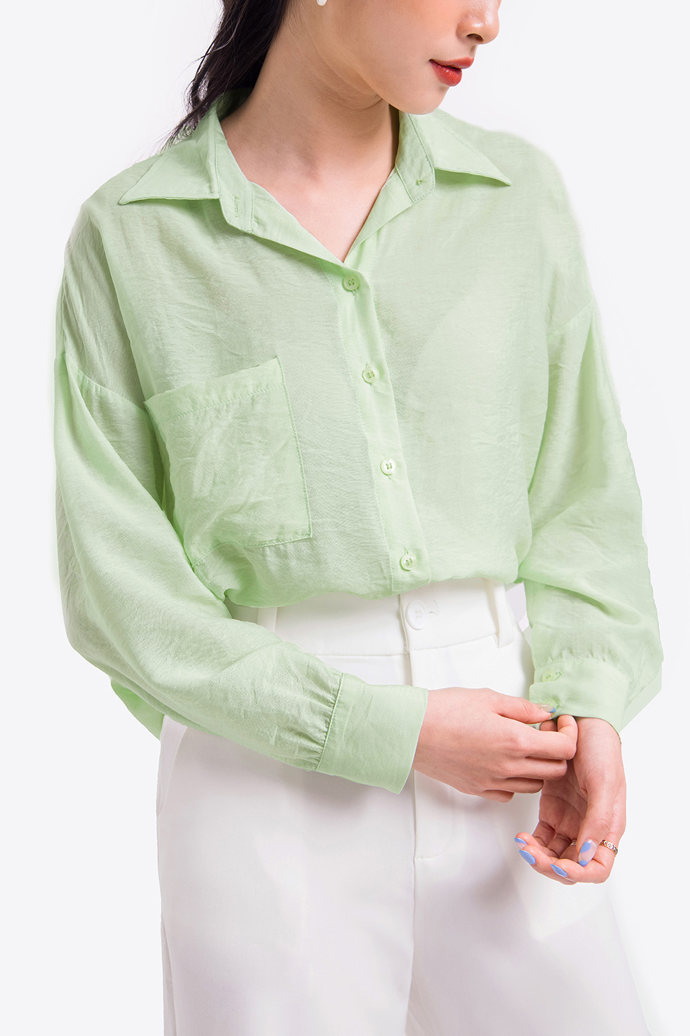 Áo sơ mi công sở xanh pastel 