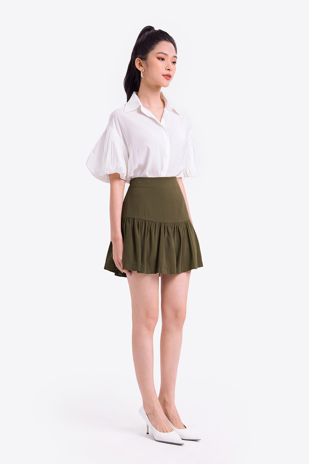 Chân váy chữ A ngắn xếp ly 