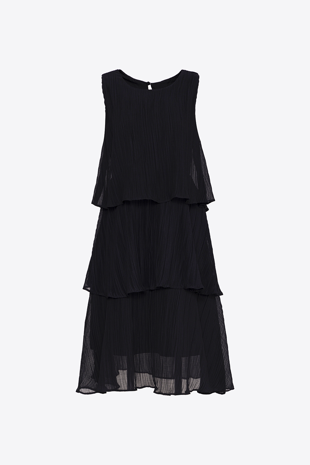 Đầm đen voan dập ly xếp tầng 