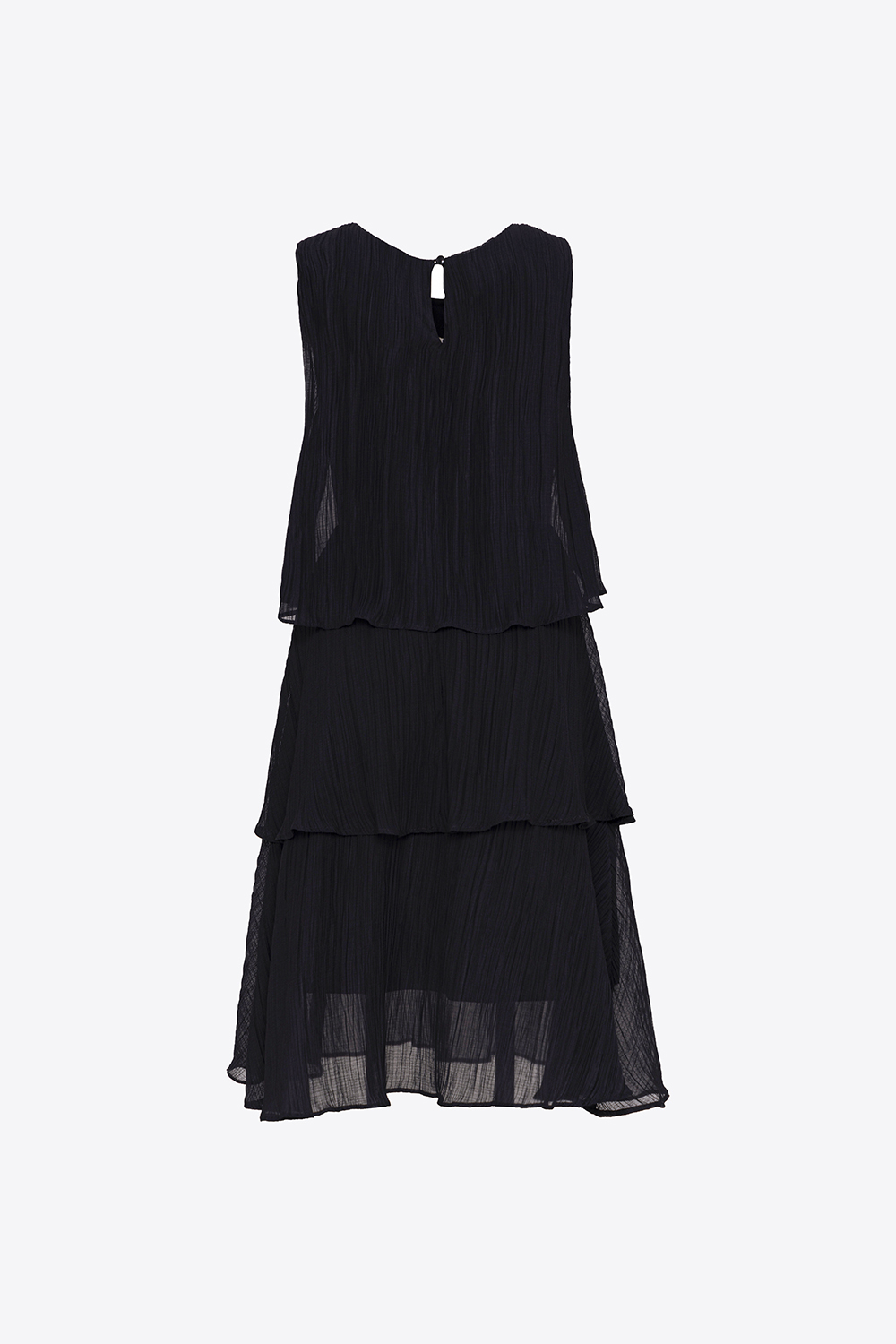 Đầm đen voan dập ly xếp tầng 