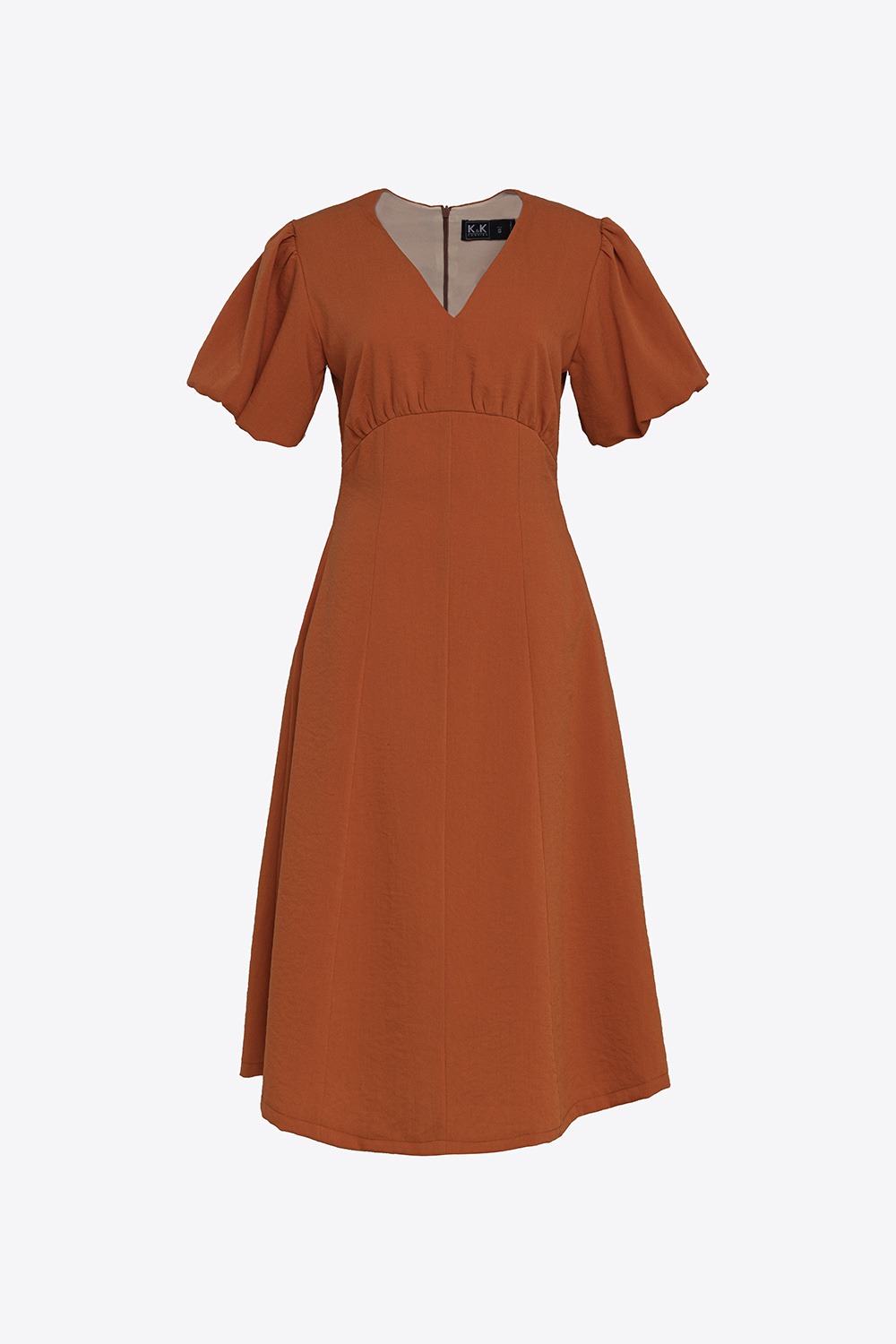 Đầm chữ A công sở eo cao tay phồng 