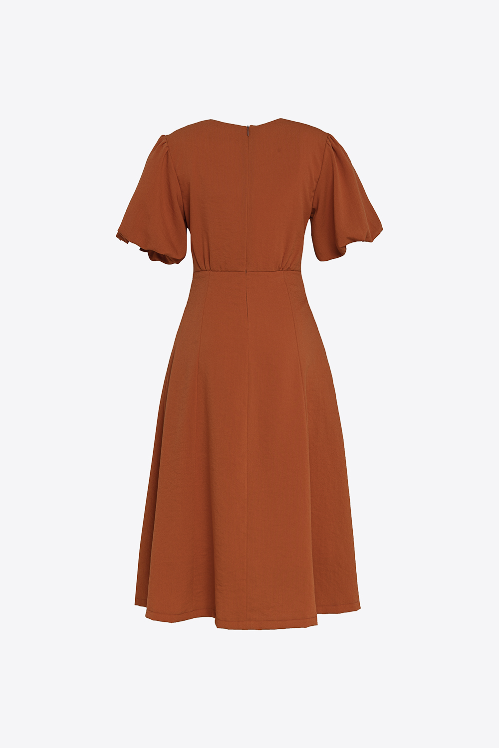 Đầm chữ A công sở eo cao tay phồng 