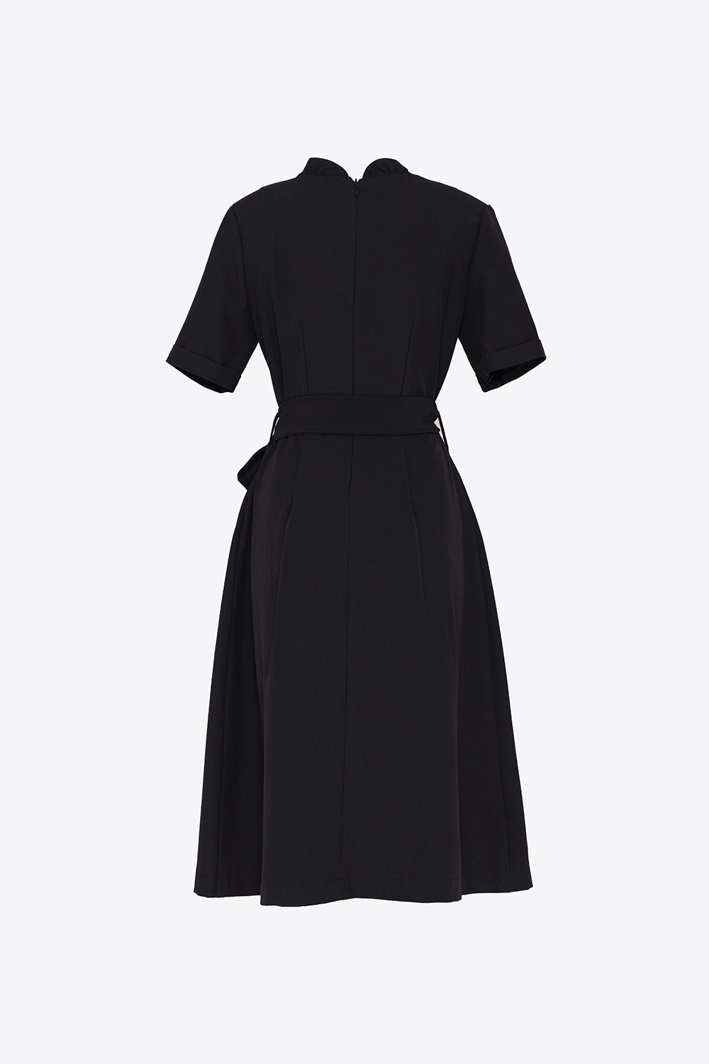 Đầm đen sơ mi công sở eo thắt nơ 