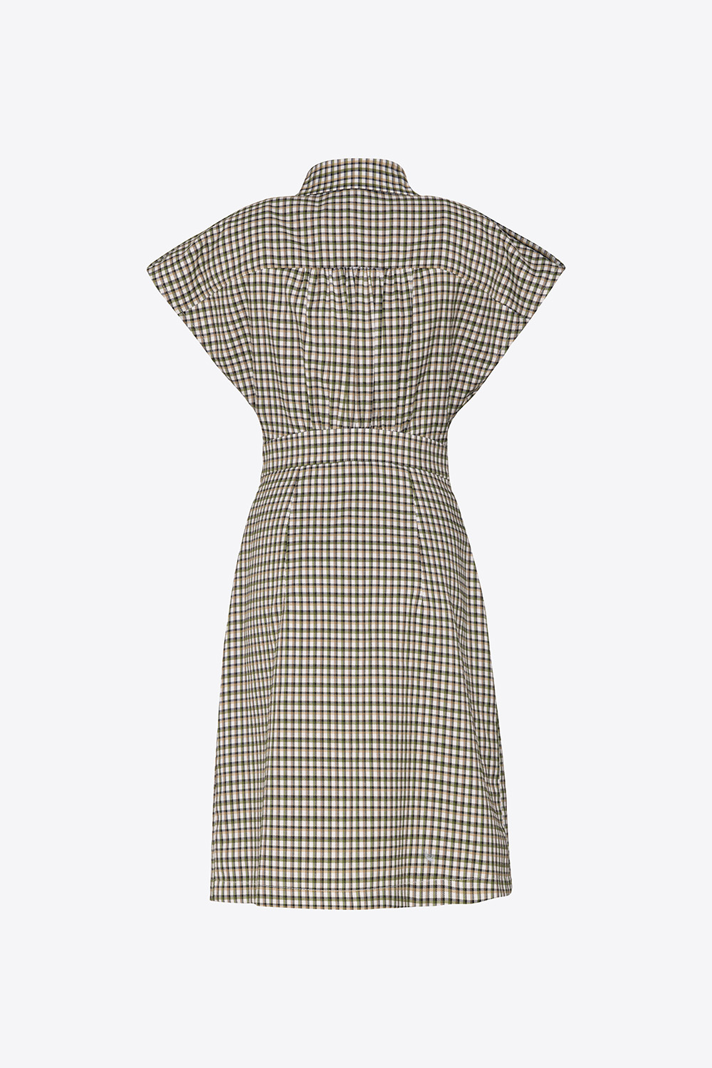 Đầm công sở dáng sơ mi caro phối túi 