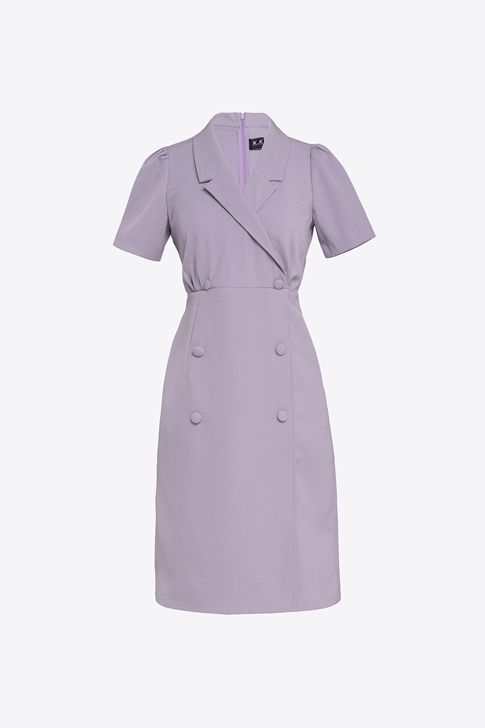 Đầm công sở cổ đan tông phối nút 