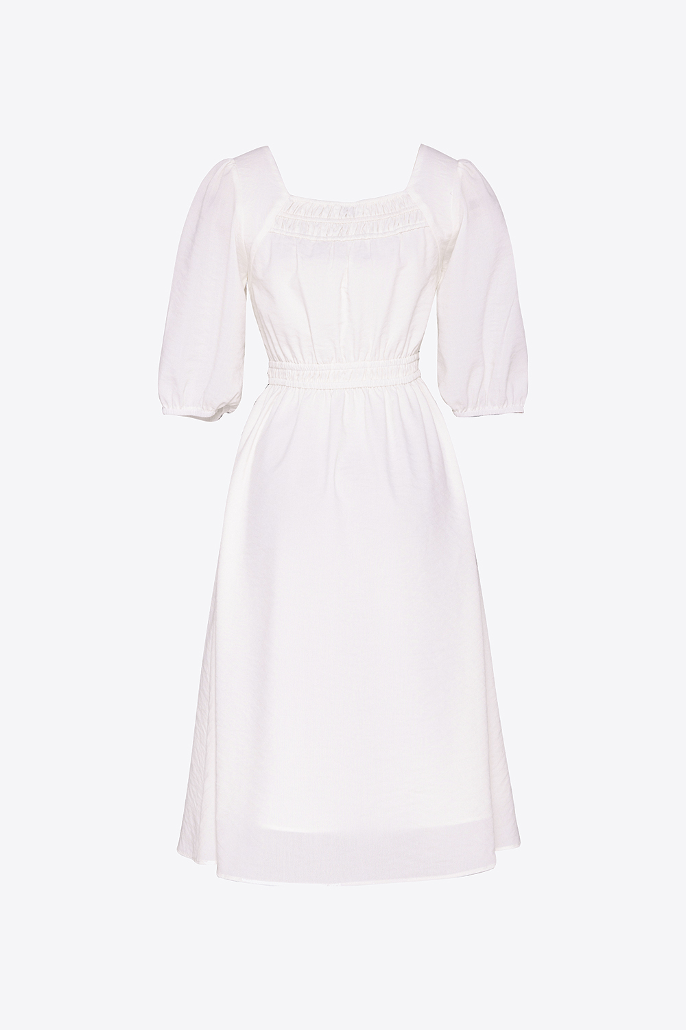 Đầm xòe trắng nhấn eo bo thun 